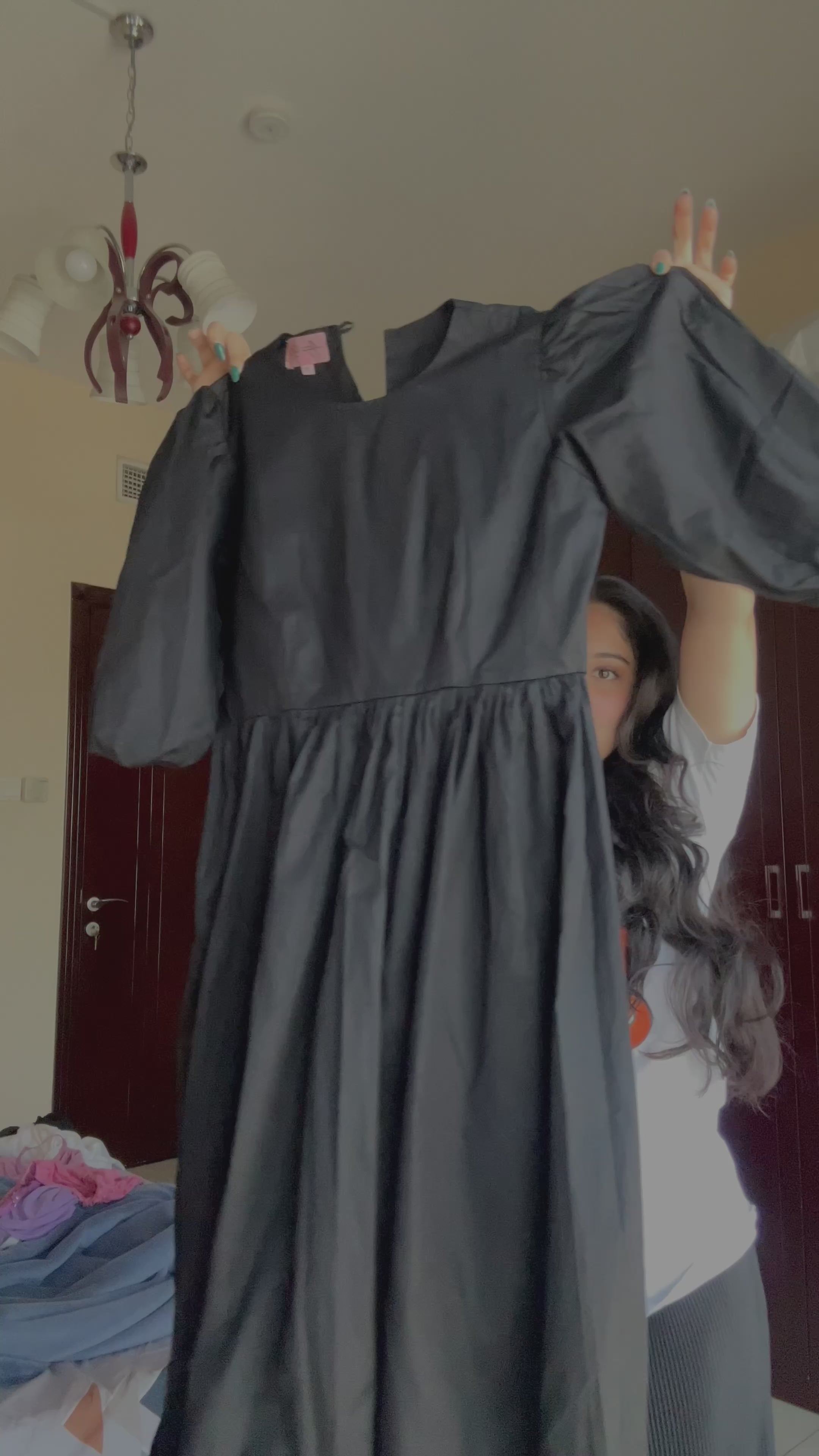 Black Puff Maxi Dress