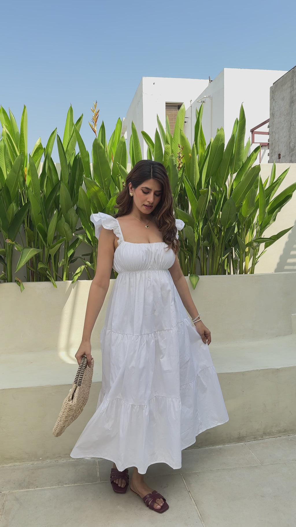 White Frill Maxi Dress