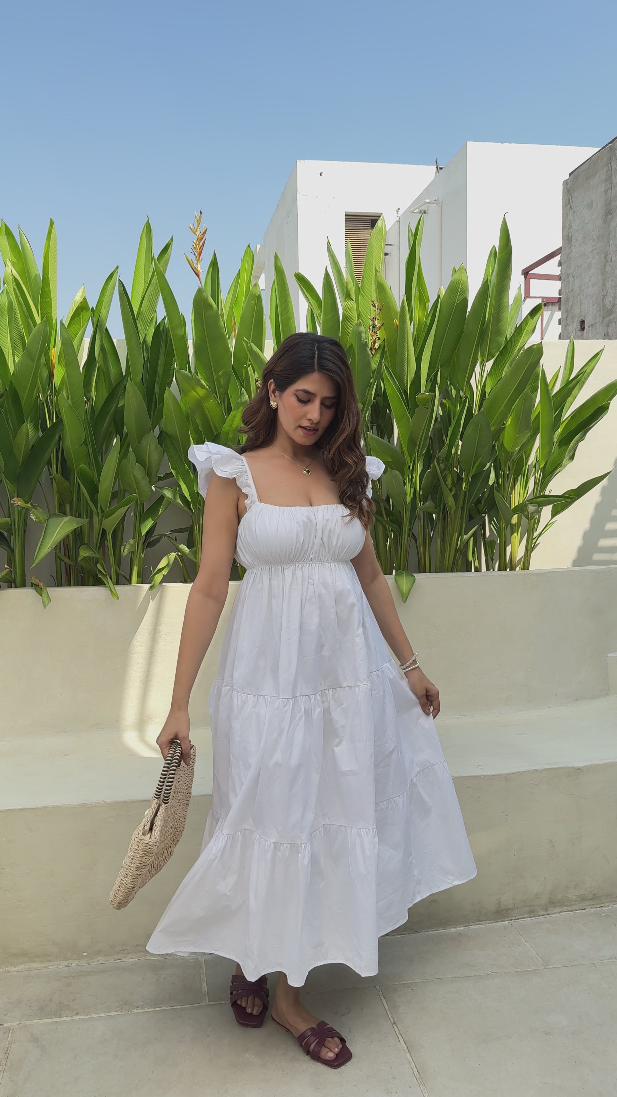White Frill Maxi Dress