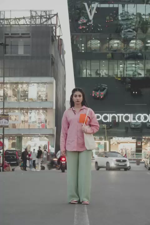 Pink shirt with orange Pocket