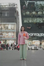 Pink shirt with orange Pocket