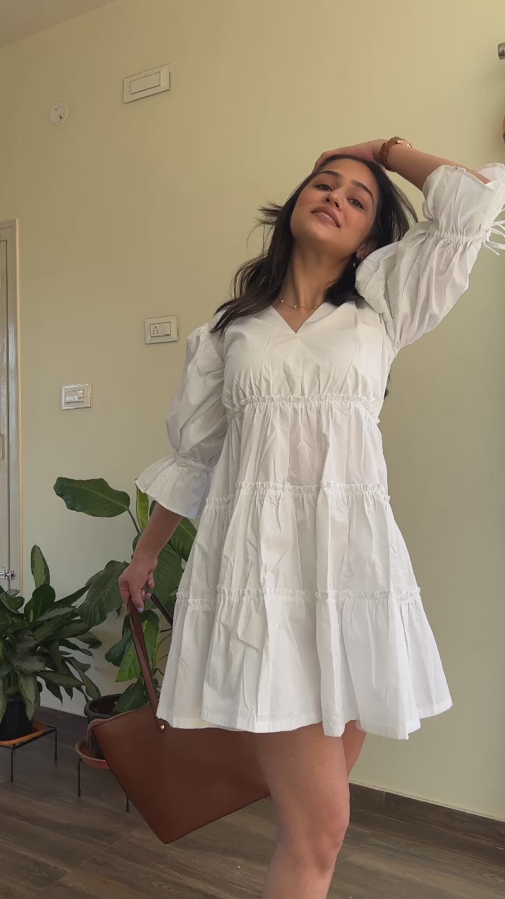 Amyra White Frill Dress
