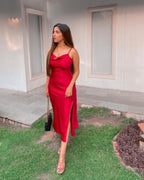 Slit Satin dress- Labelbyanuja