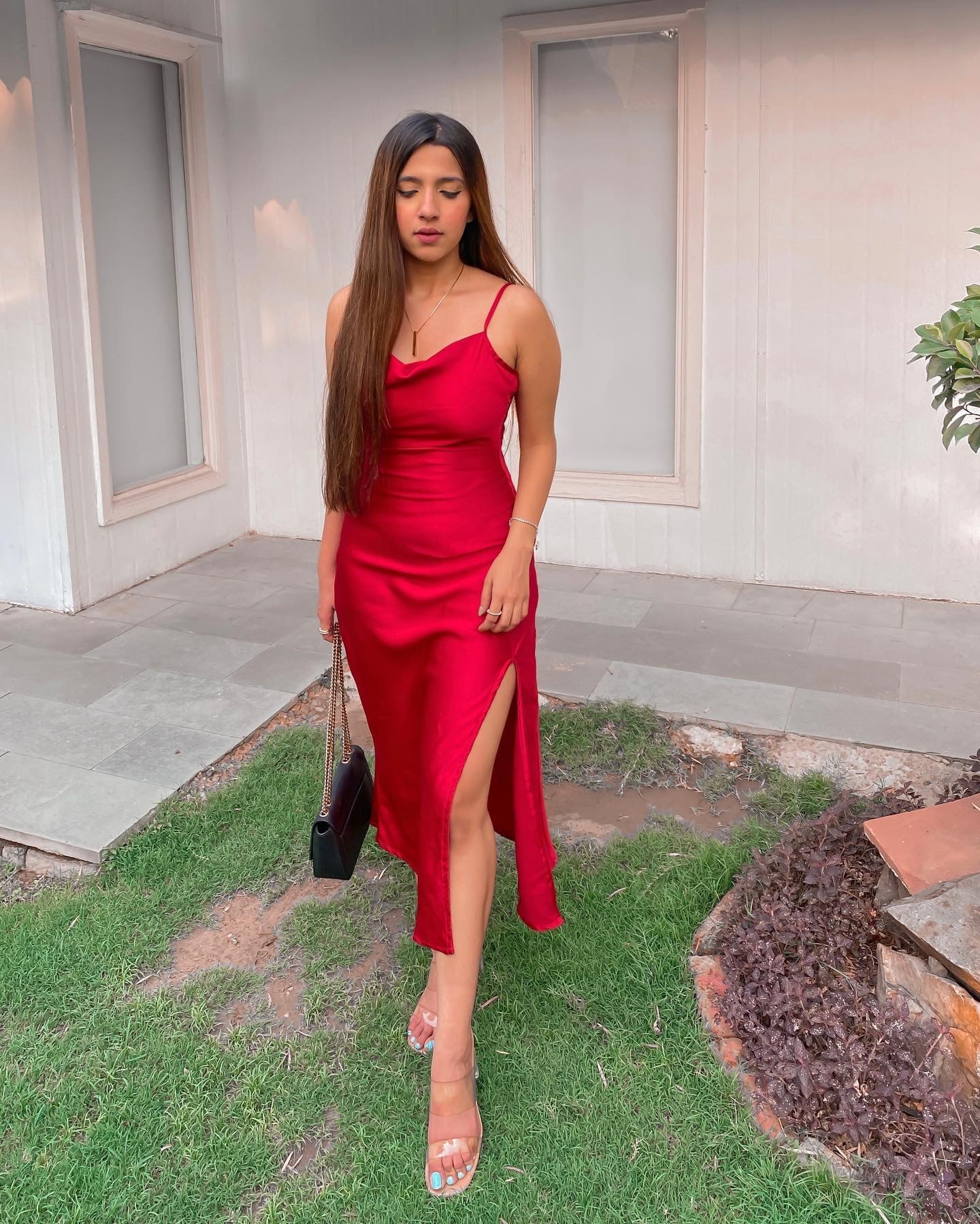 Shop Red Slit Satin dress Online India for women -Labelbyanuja –  LabelbyAnuja
