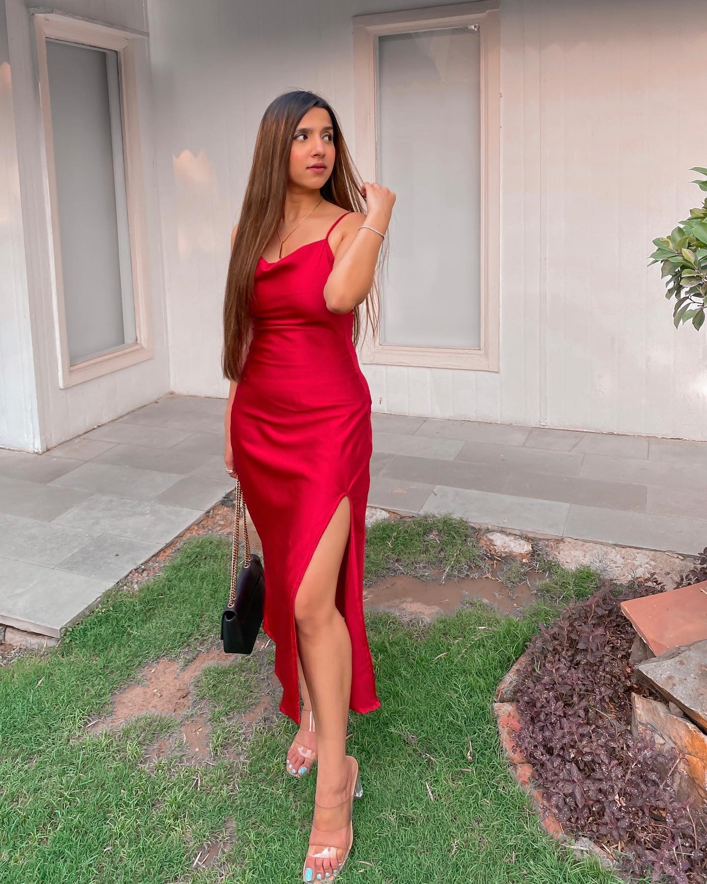 Shop Red Slit Satin dress Online India for women -Labelbyanuja ...