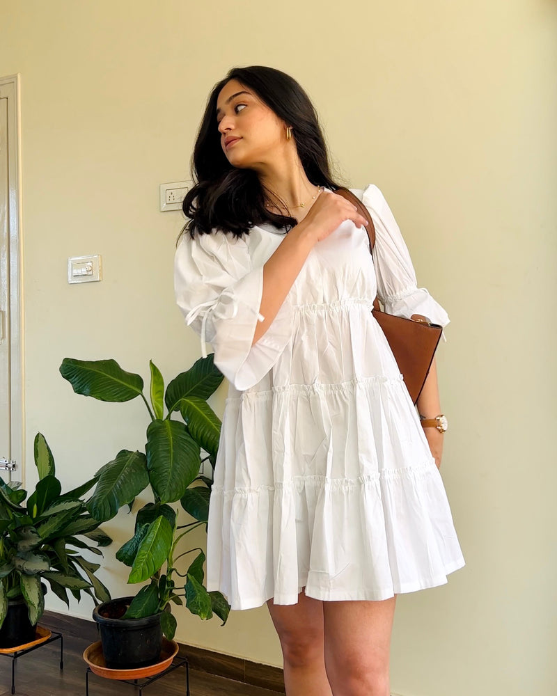 Amyra White Frill Dress- Labelbyanuja