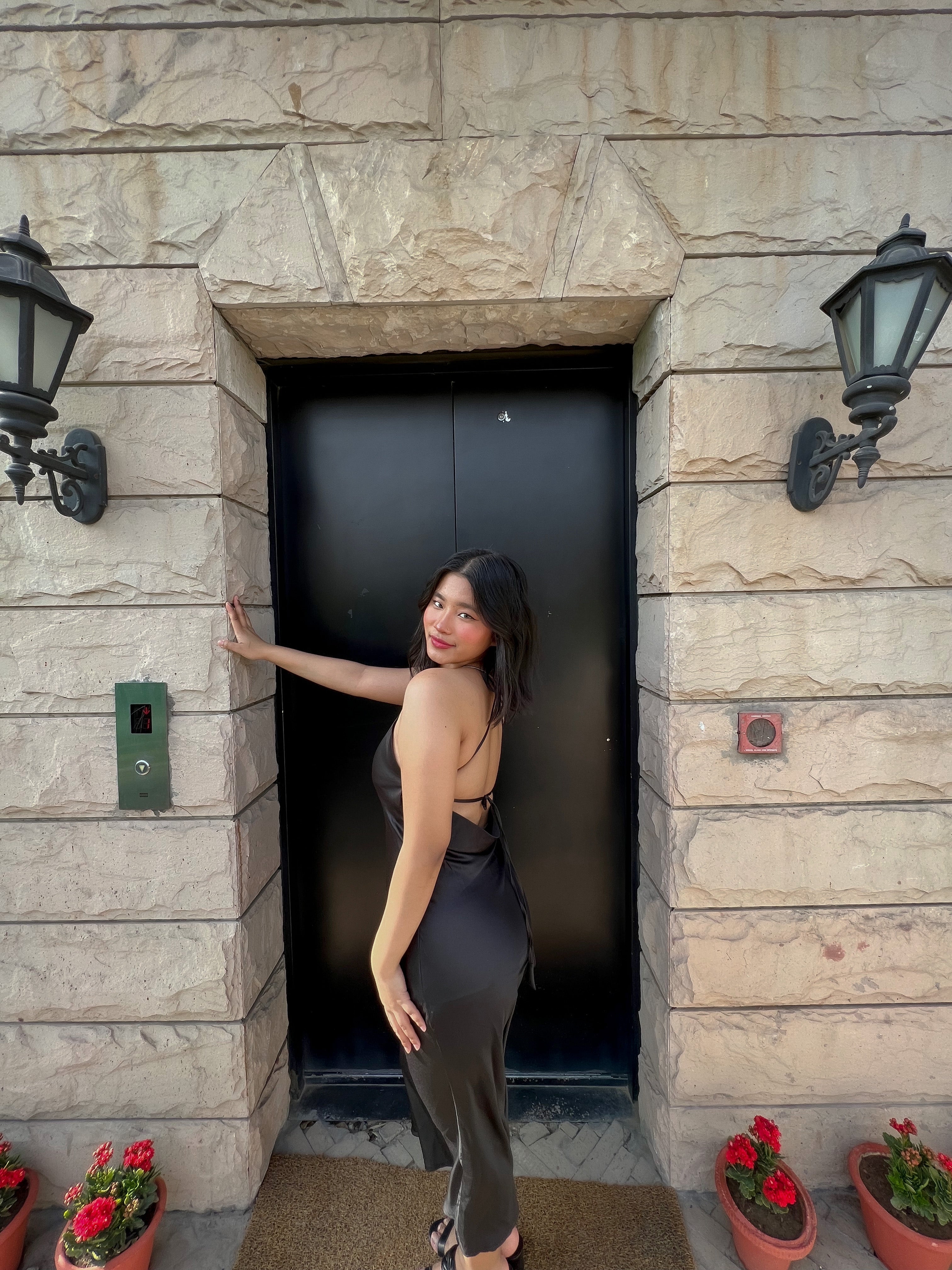 Black long Satin dress - Labelbyanuja