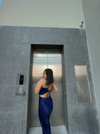 Blue Slip Satin dress - Labelbyanuja