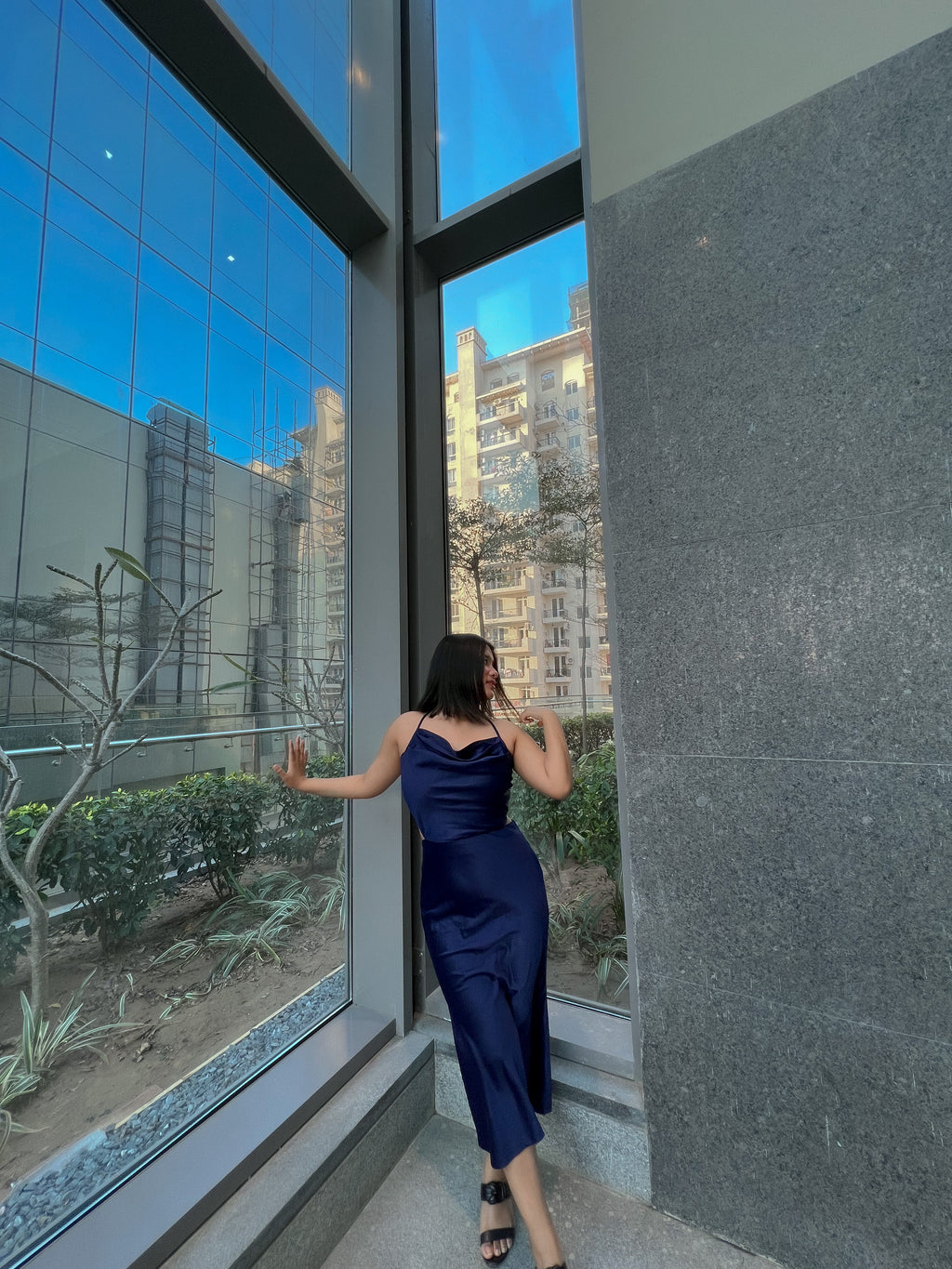 Blue Slip Satin dress - Labelbyanuja