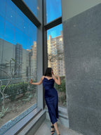 Blue Slip Satin dress - Labelbyanuja