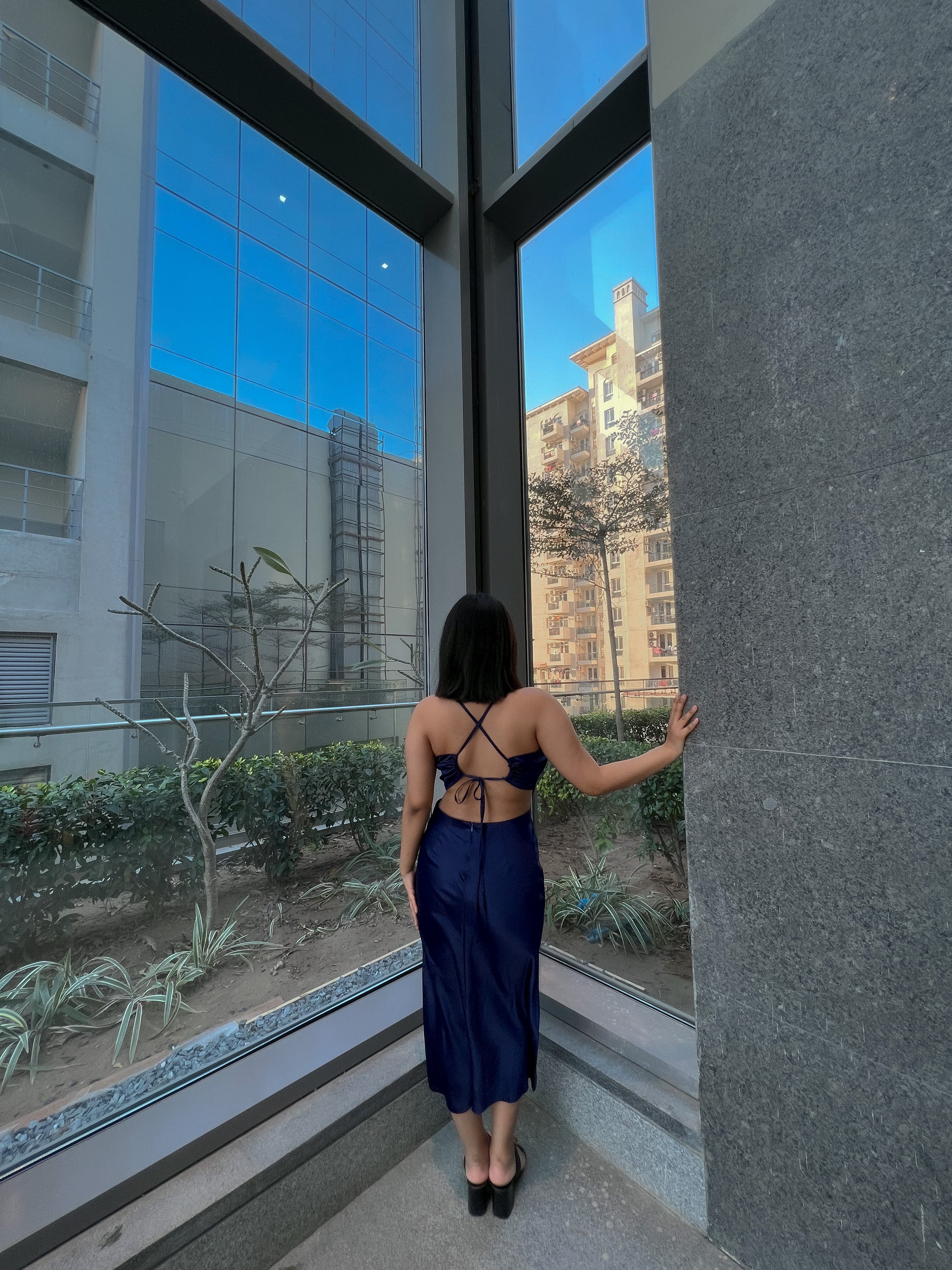 Blue Slip Satin dress - Labelbyanuja