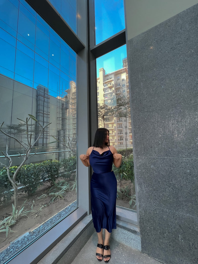 Blue Slip Satin dress - Labelbyanuja