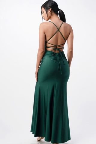 Dark Green Satin Dress - Labelbyanuja