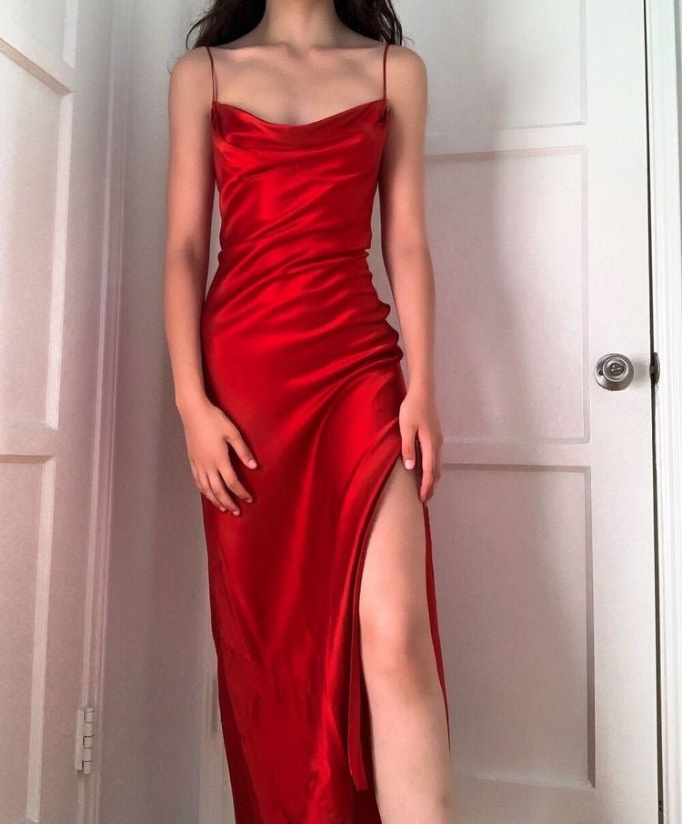 Wine Red Satin Dress - One Shoulder Maxi Dress - Satin Dress - Lulus