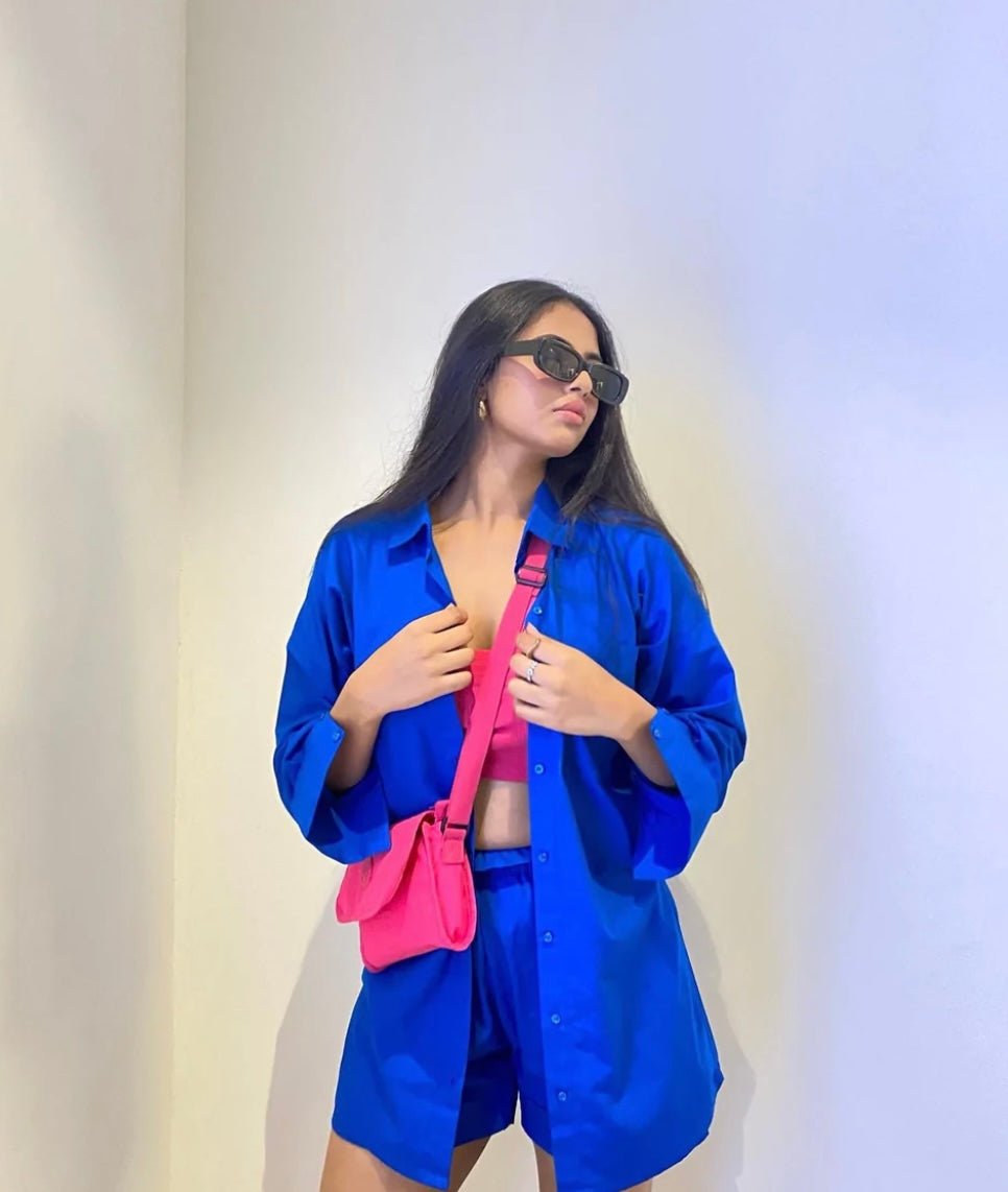 Hot Blue Oversized Cotton Shirt - Labelbyanuja