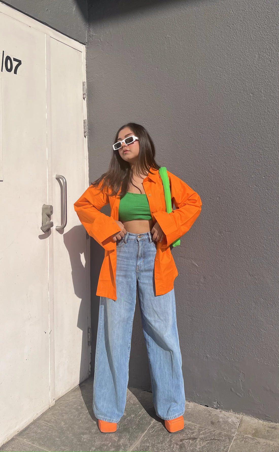 Hot Orange Oversized Cotton Shirt - Labelbyanuja