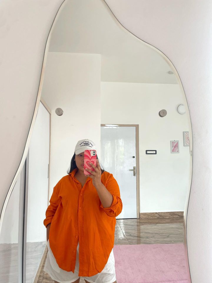 Hot orange shirt with white shorts - Labelbyanuja