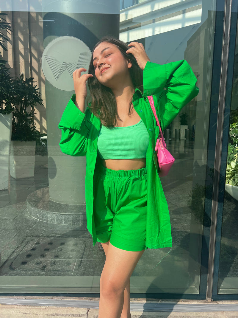 Hot Green Oversized Cotton Shirt- Labelbyanuja