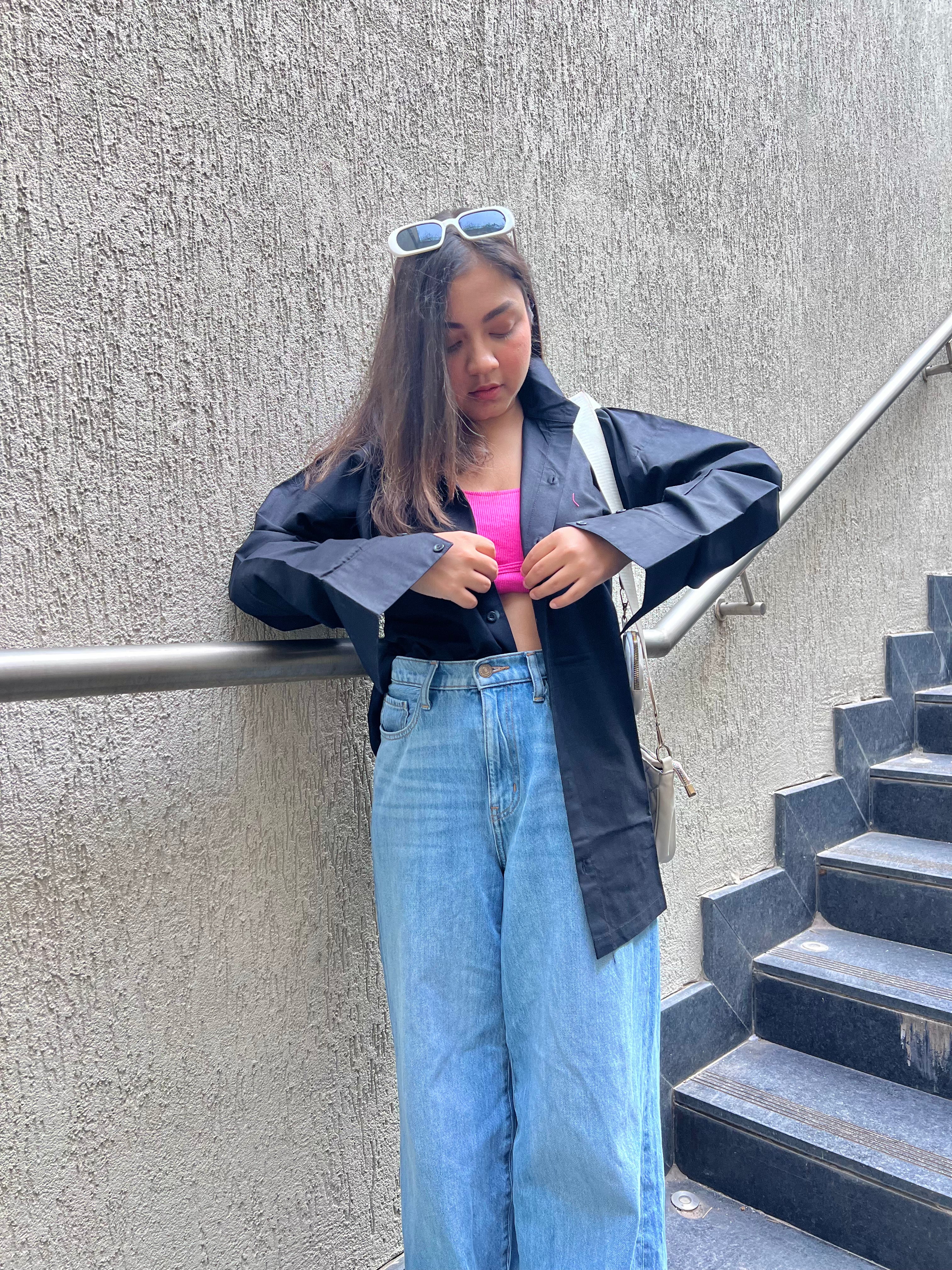 Black Oversized Cotton Shirt