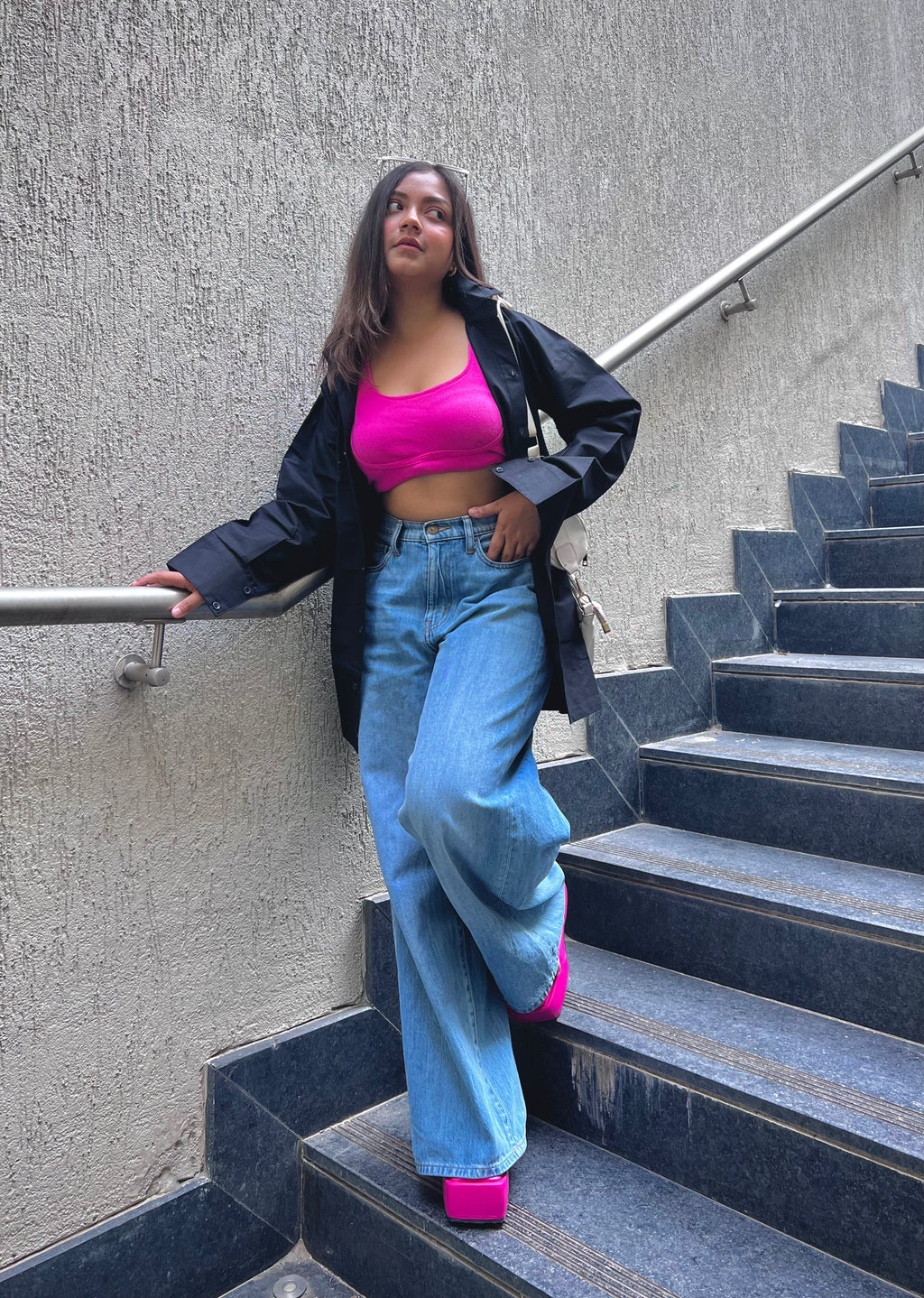 Black Oversized Cotton Shirt for women