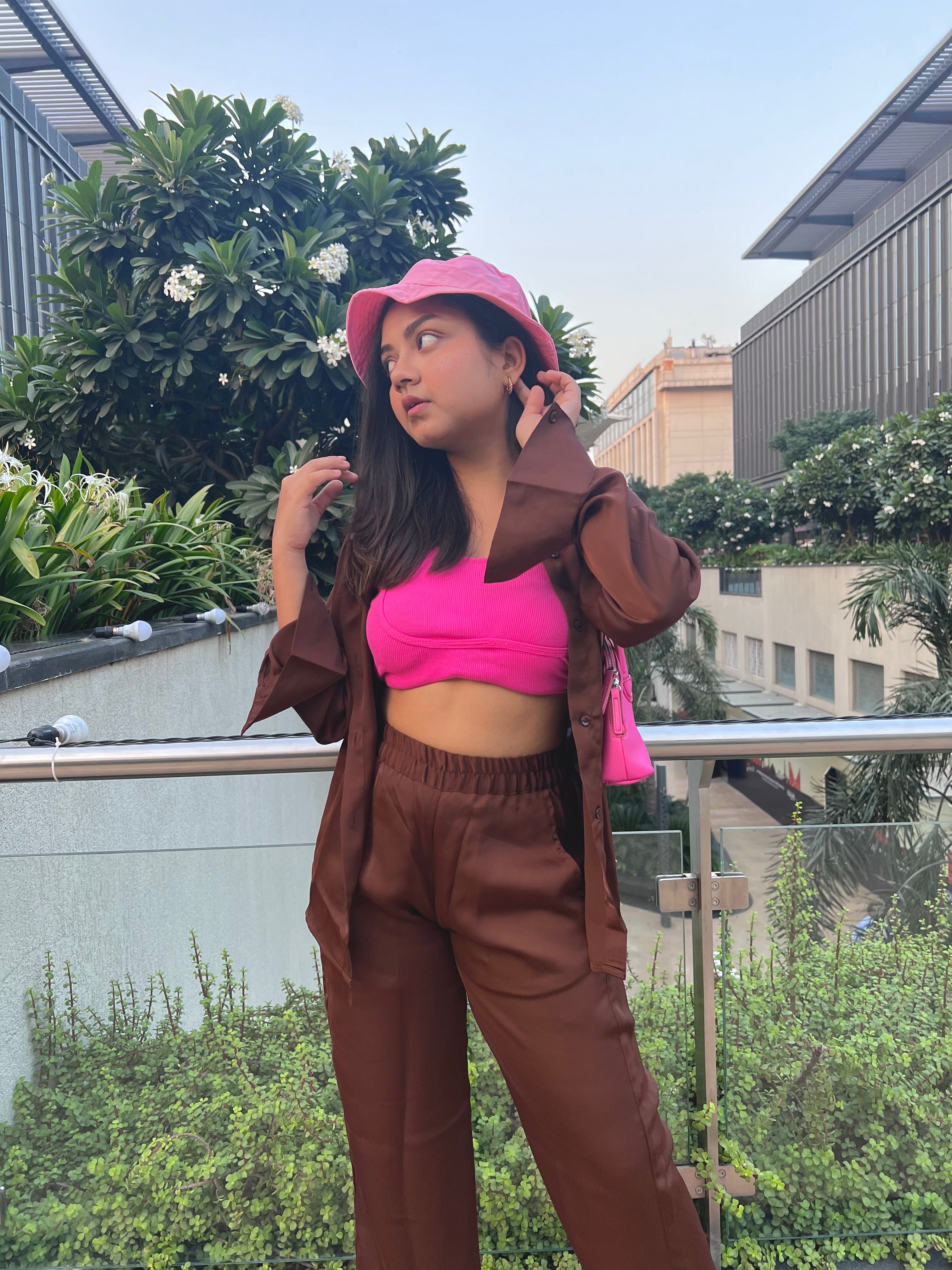 Dark Brown Satin Shirt