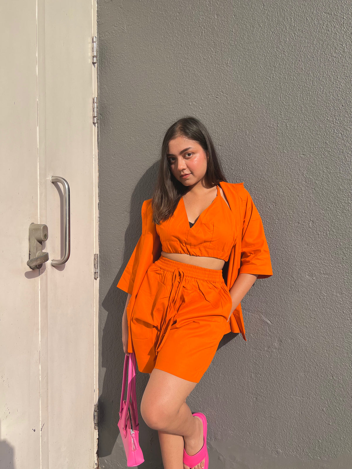 3 piece hot Orange cords- Labelbyanuja