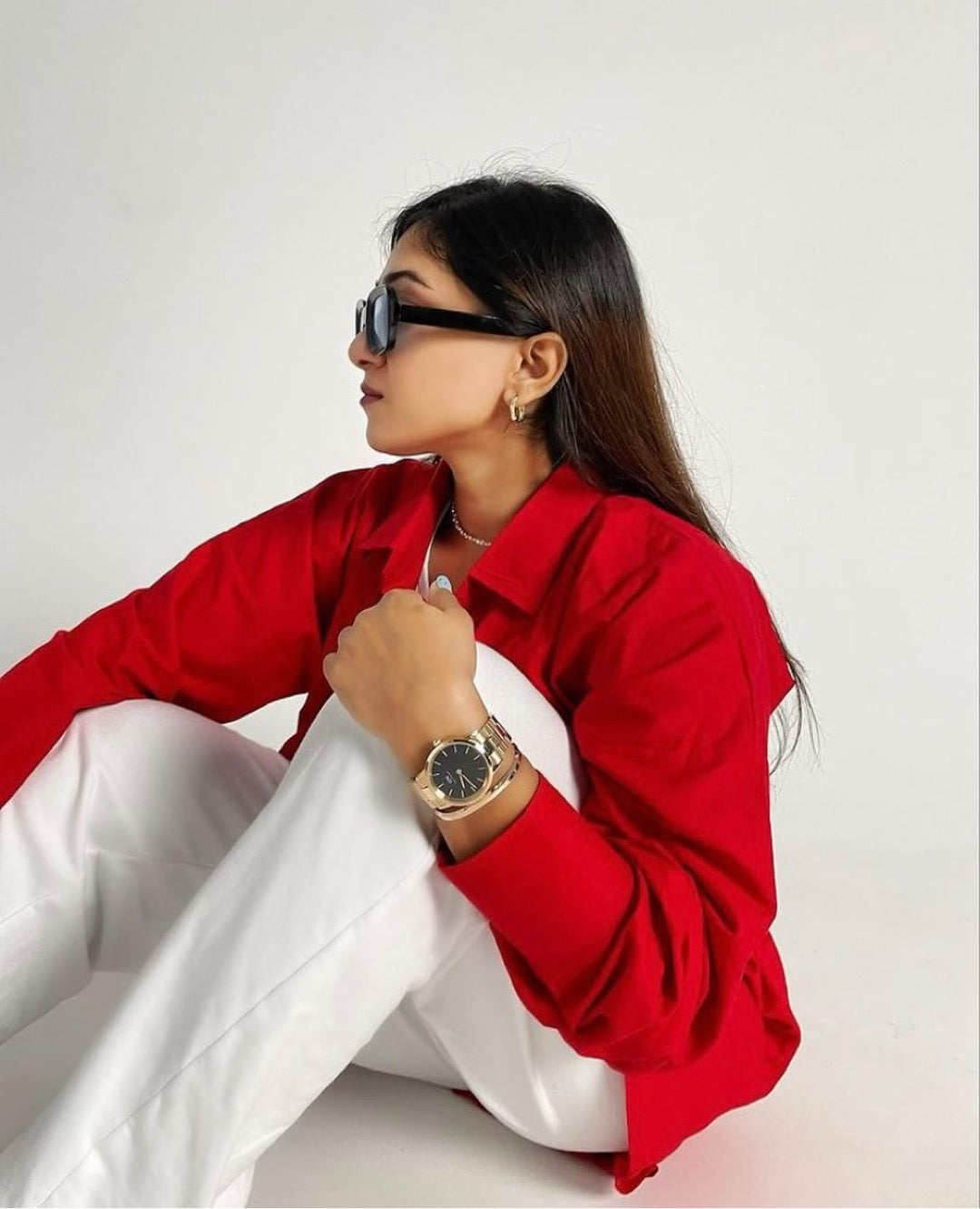 Red Oversized Cotton Shirt- Labelbyanuja