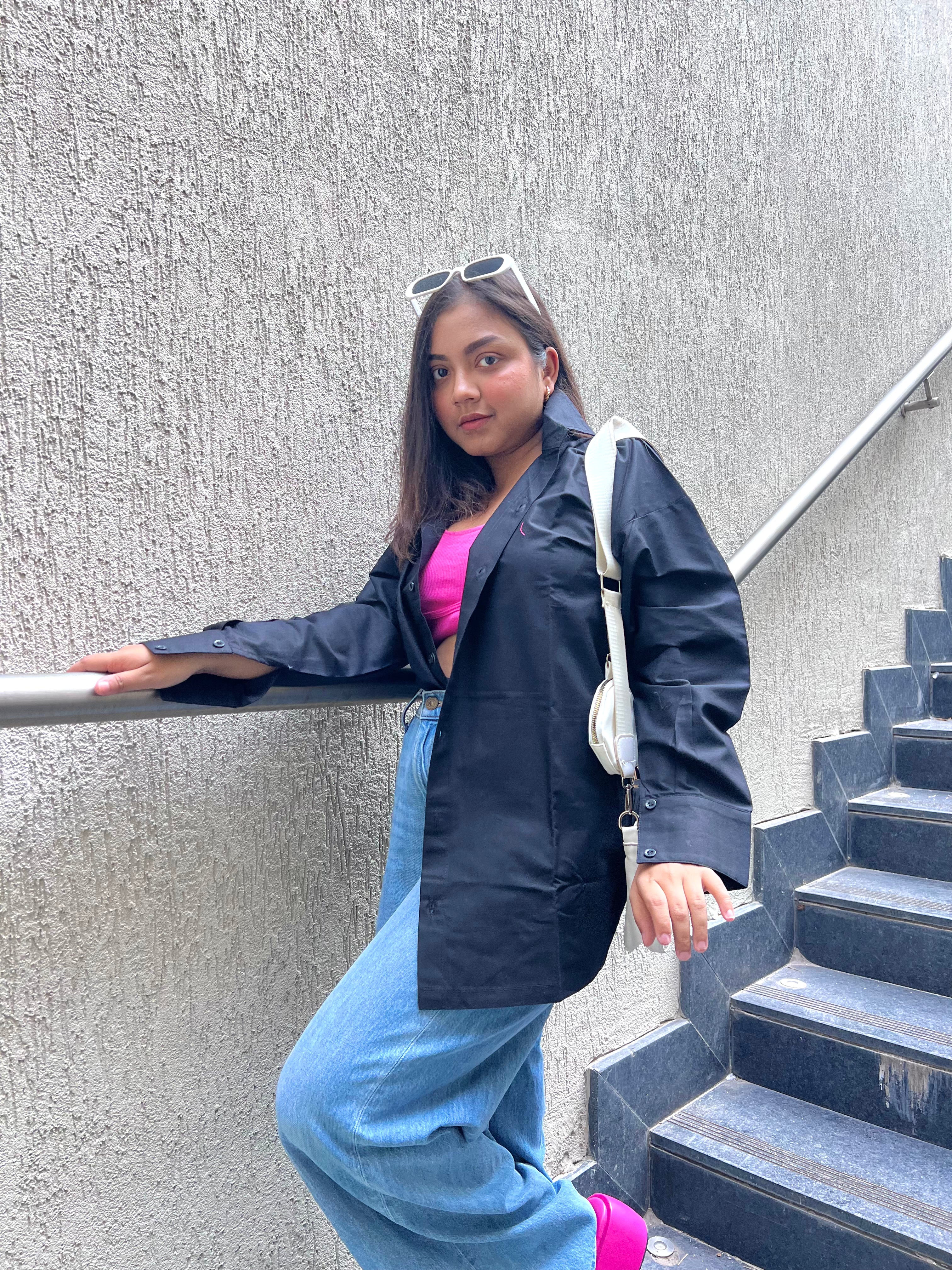 Black Oversized Cotton Shirt