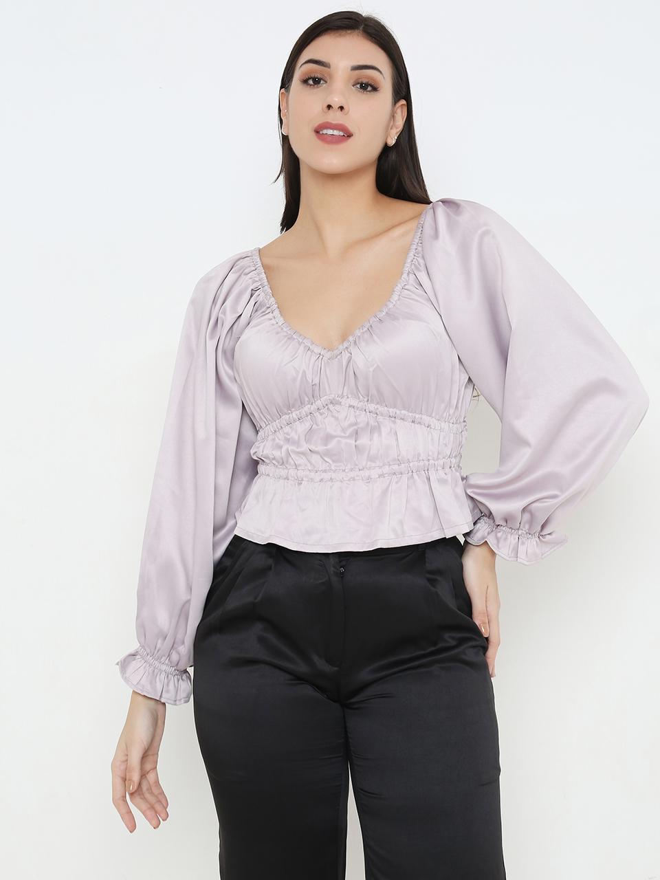 Lilac Elastic Top - Labelbyanuja