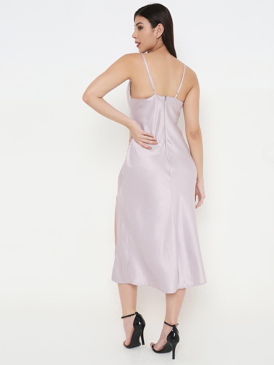 Lilac Satin Dress - Labelbyanuja